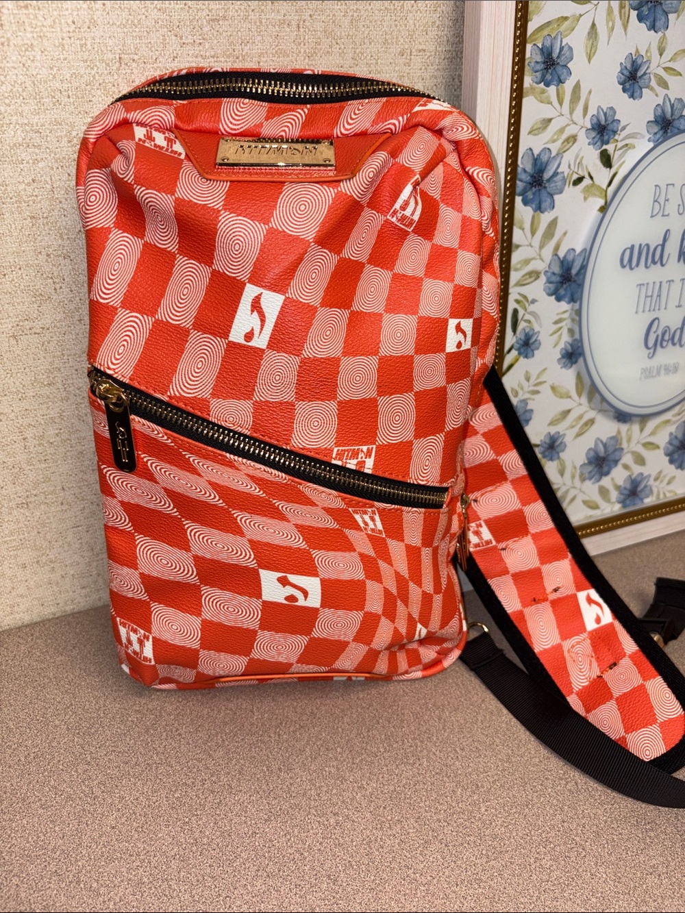 Hitman Crossbody Luxury Slingbag Orange & White *Rare* Like New